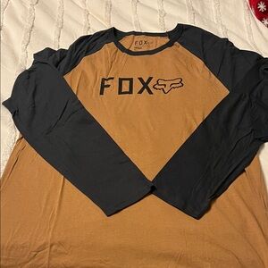 NWT Fox Men's Black and Tan Long Sleeve Baseball Tee XL